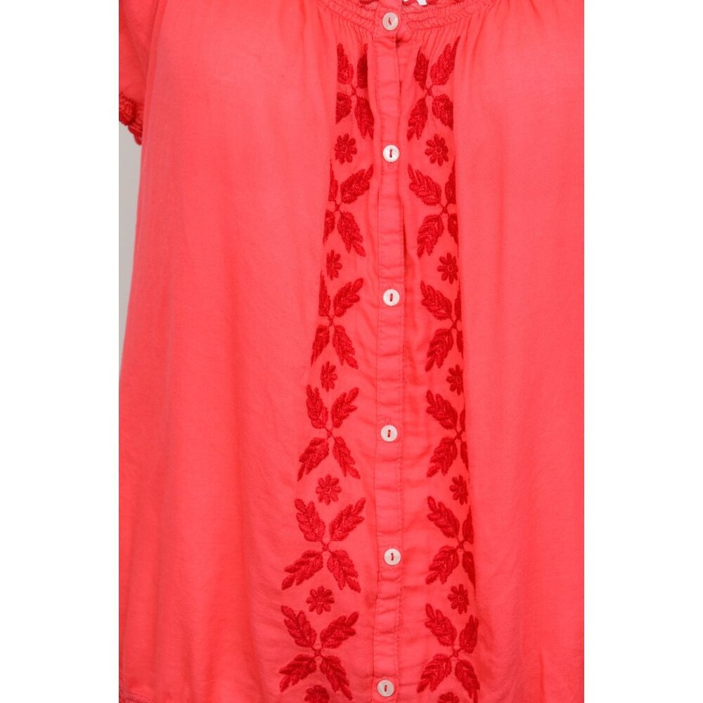 St. Johns Bay PLUS Size 1X Milkmaid Peasant Boho Puff Sleeve Blouse Top Cottage - Picture 2 of 9
